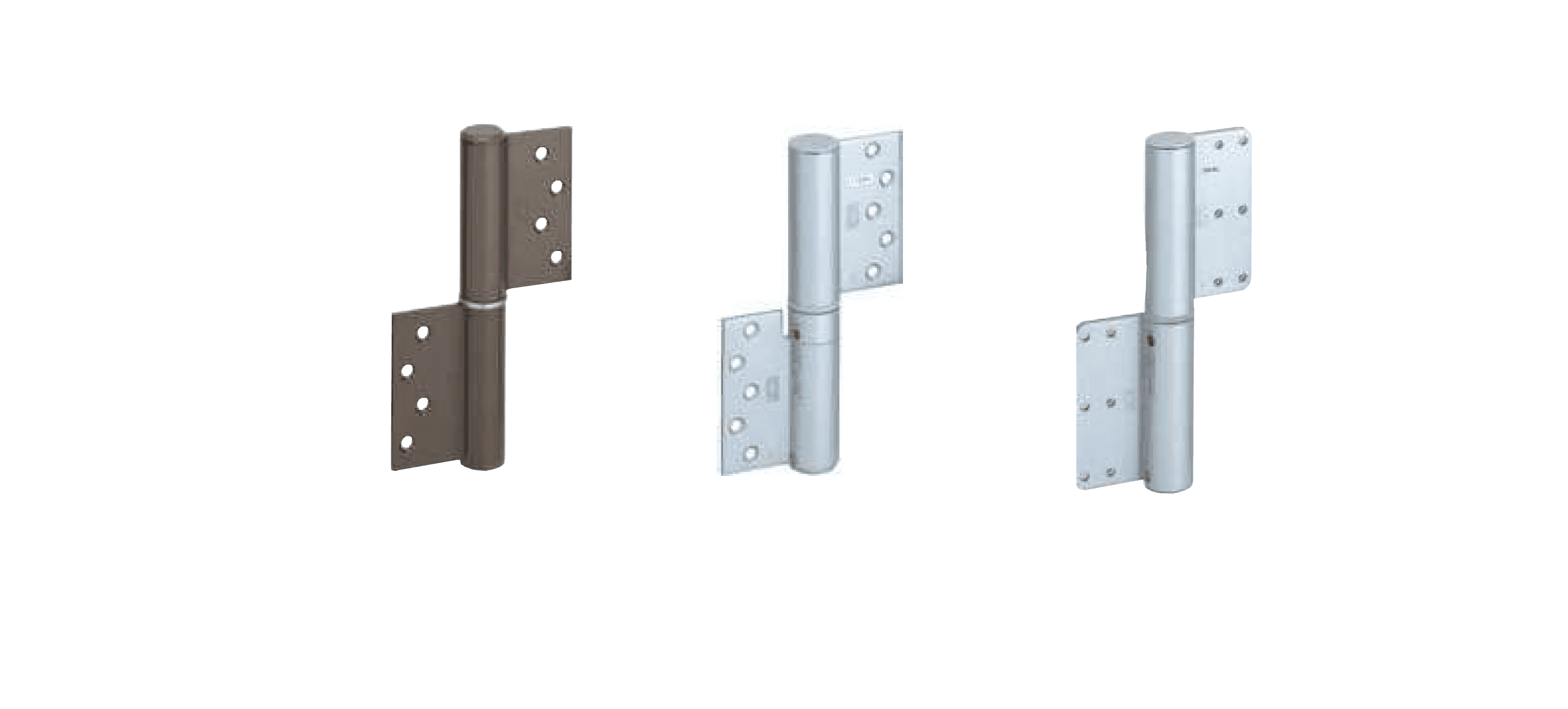 NITTO flag type auto hinges in three finishes